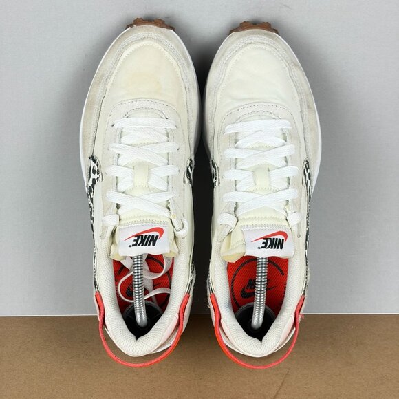 Nike Waffle Debut White Leopard Swoosh Athletic Shoes Womens 8 Black Orange - Picture 9 of 10